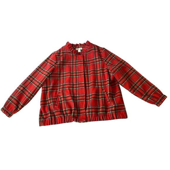 CJ Banks Red Plaid Jacket Wool Blend Zips & Snaps 1X - Picture 1 of 11